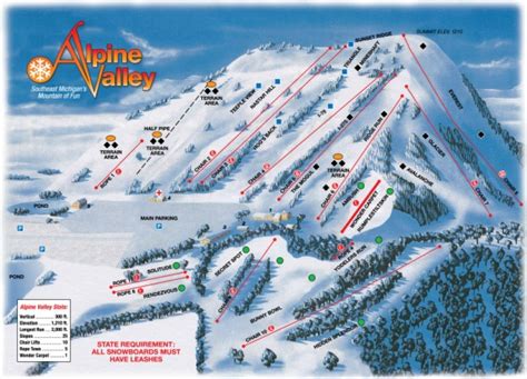 Alpine valley ski area - Alpine Valley is the largest ski area in southern Michigan. There are 25 runs serviced by 10 chairlifts and 10 rope tows for various levels of experience. The halfpipe is 350 feet, with verts up to 10 feet high. The terrain park has a variety of ramps, rails and launches. 